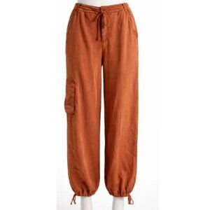 Anthropologie On The Road Drawstring Ankle Cargo Pants L Salmon